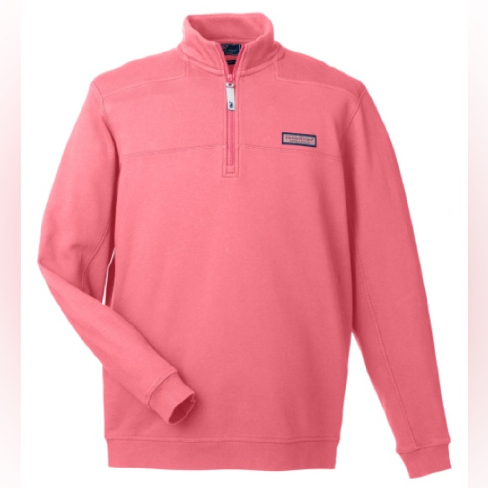 Vineyard Vines Mens Shep Shirt Quarter Zip in Salmon Pink/Red